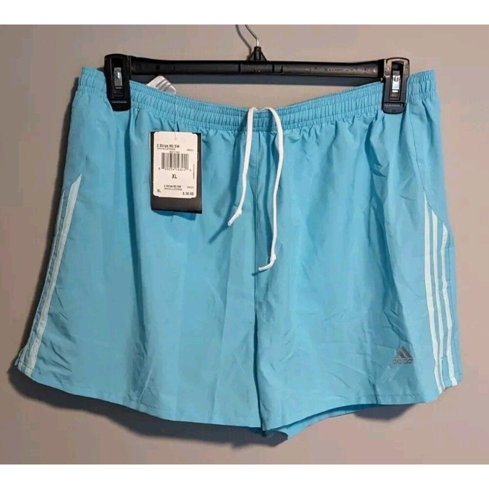 Y2K Adidas Climalite Running Shorts Women’s XL NWT Blue w/ White Stripes NOS